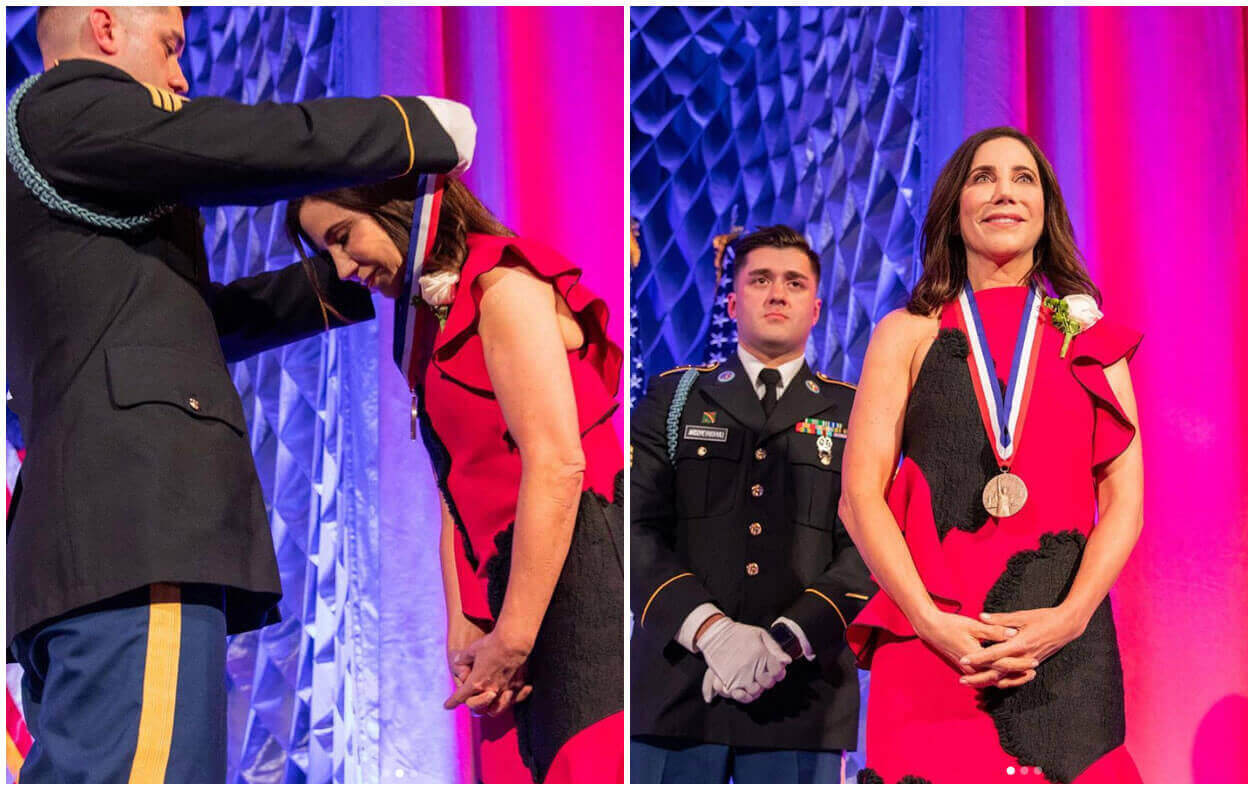 Alison receiving the Ellis Island Medal of Honor